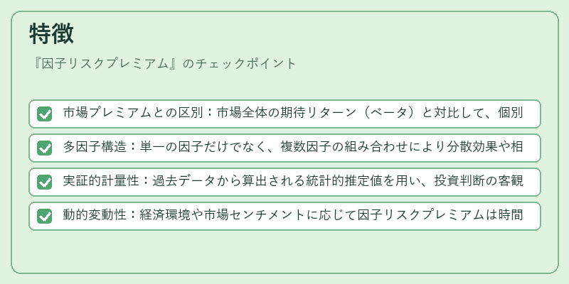 特徴（因子リスクプレミアム）の図解
