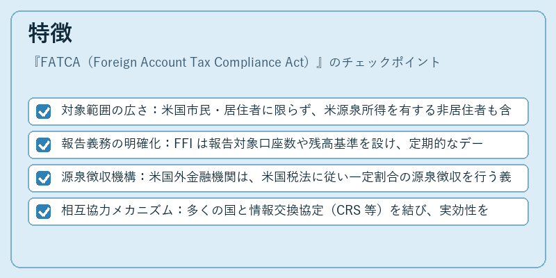 特徴(FATCA(Foreign Account Tax Compliance Act))の図解