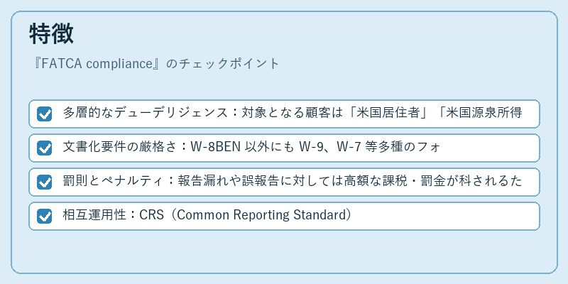 特徴(FATCA compliance)の図解