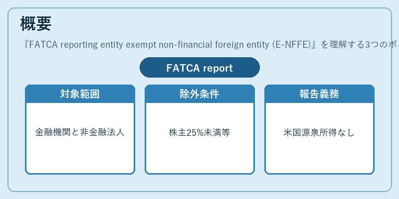概要(FATCA reporting entity exempt non-financial foreign entity (E-NFFE))の図解