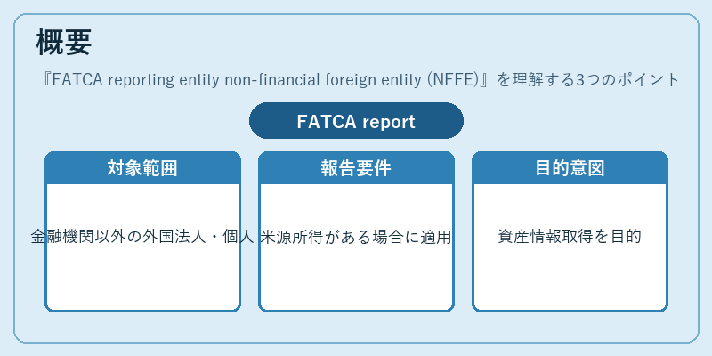概要（FATCA reporting entity non-financial foreign entity (NFFE)）の図解