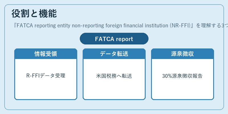 役割と機能（FATCA reporting entity non-reporting foreign financial institution (NR-FFI)）の図解
