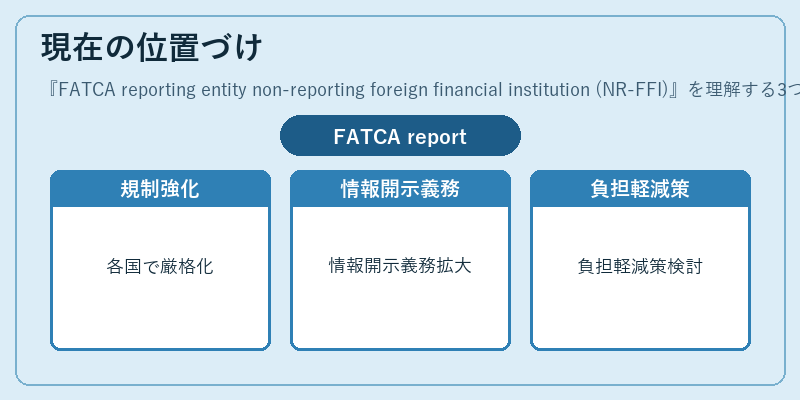 現在の位置づけ（FATCA reporting entity non-reporting foreign financial institution (NR-FFI)）の図解