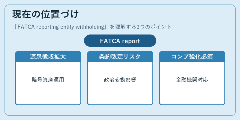 現在の位置づけ（FATCA reporting entity withholding）の図解