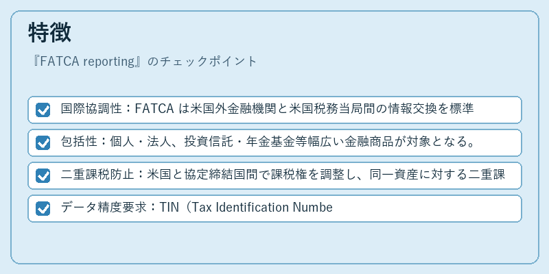 特徴（FATCA reporting）の図解