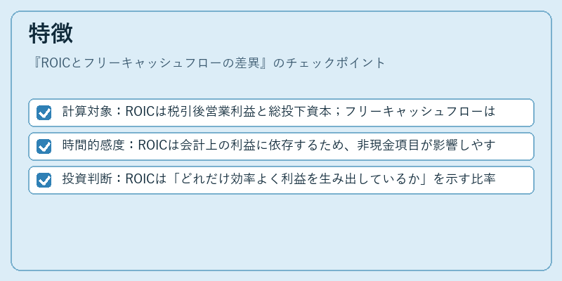 特徴(ROICとフリーキャッシュフローの差異)の図解