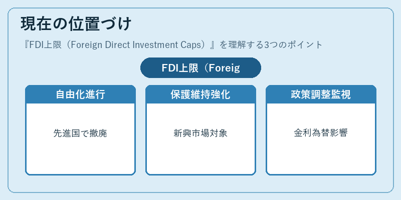 現在の位置づけ（FDI上限（Foreign Direct Investment Caps））の図解