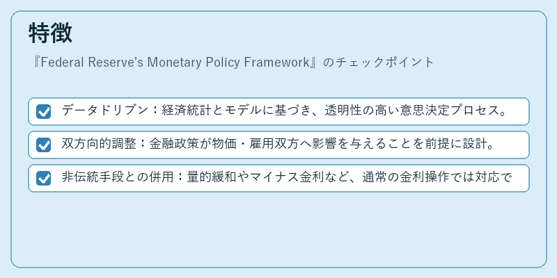 特徴（Federal Reserve's Monetary Policy Framework）の図解