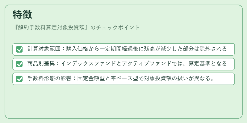 特徴（解約手数料算定対象投資額）の図解