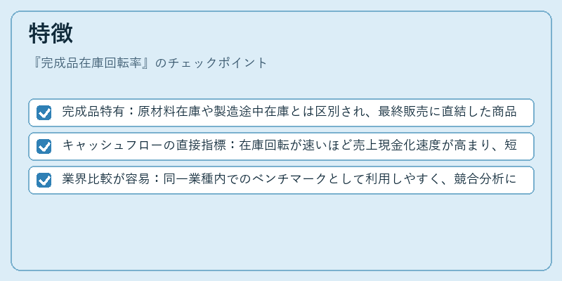 特徴（完成品在庫回転率）の図解