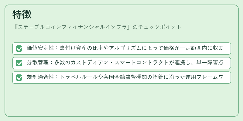 特徴(ステーブルコインファイナンシャルインフラ)の図解