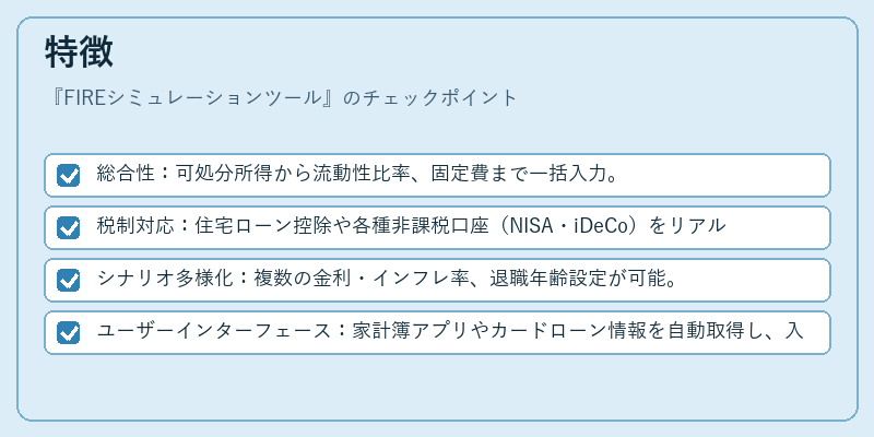 特徴(FIREシミュレーションツール)の図解
