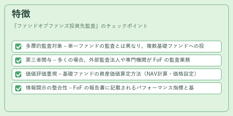 特徴(ファンドオブファンズ投資先監査)の図解