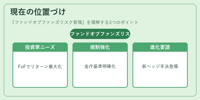 現在の位置づけ（ファンドオブファンズリスク管理）の図解