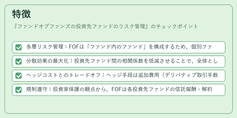 特徴（ファンドオブファンズの投資先ファンドのリスク管理）の図解