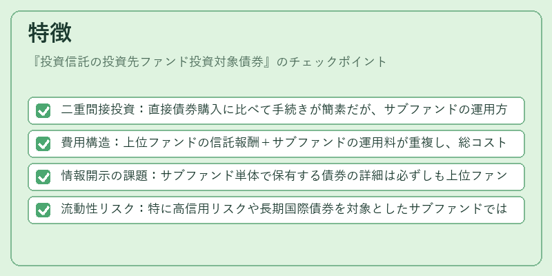 特徴(投資信託の投資先ファンド投資対象債券)の図解