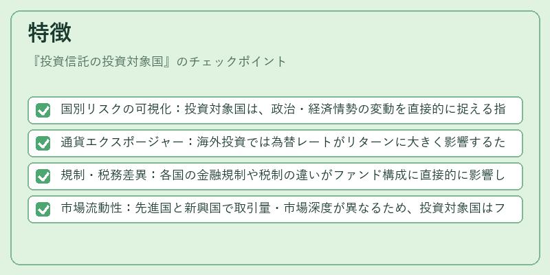 特徴（投資信託の投資対象国）の図解