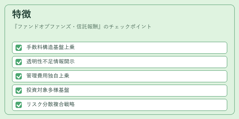 特徴（ファンドオブファンズ・信託報酬）の図解