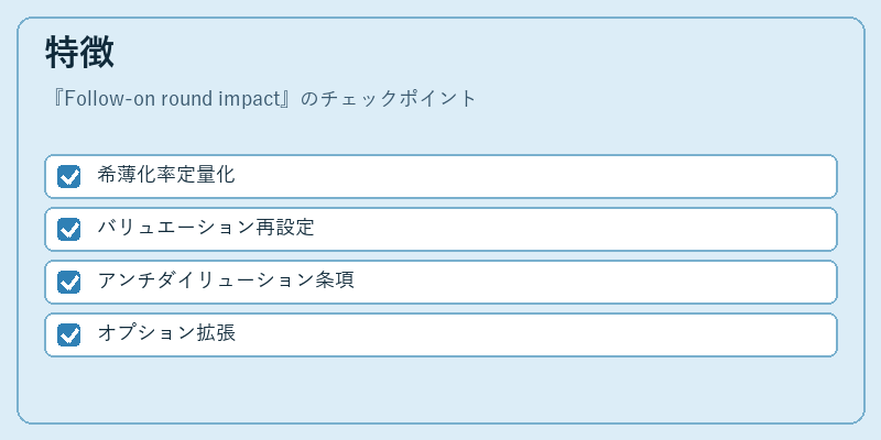 特徴（Follow‑on round impact）の図解