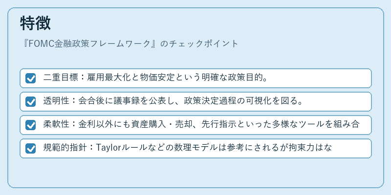 特徴（FOMC金融政策フレームワーク）の図解