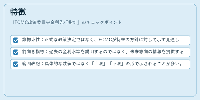 特徴（FOMC政策委員会金利先行指針）の図解