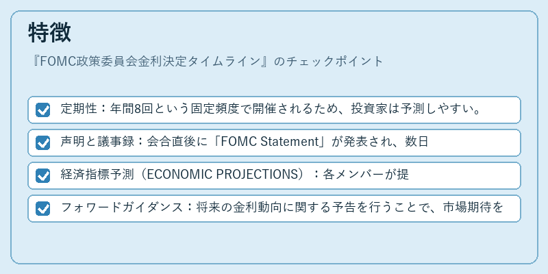 特徴（FOMC政策委員会金利決定タイムライン）の図解