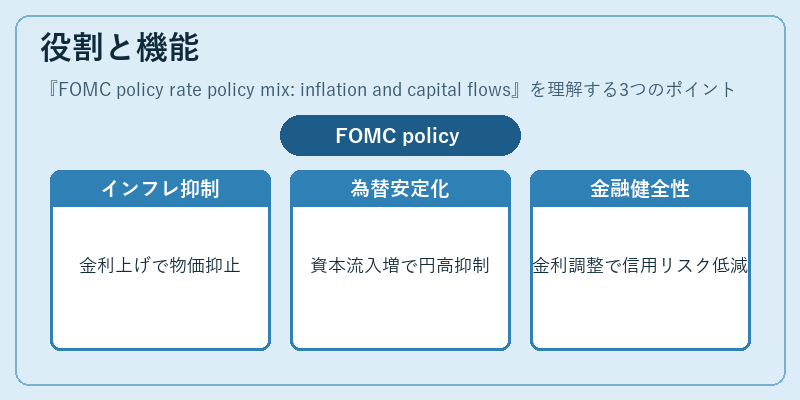 役割と機能(FOMC policy rate policy mix: inflation and capital flows)の図解