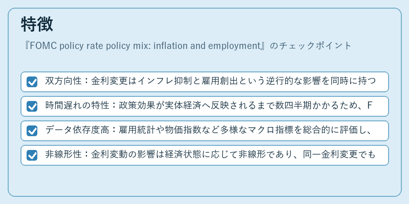 特徴（FOMC policy rate policy mix: inflation and employment）の図解