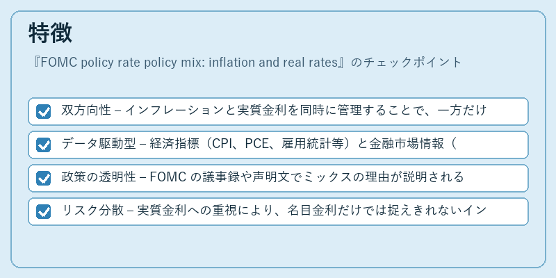 特徴（FOMC policy rate policy mix: inflation and real rates）の図解