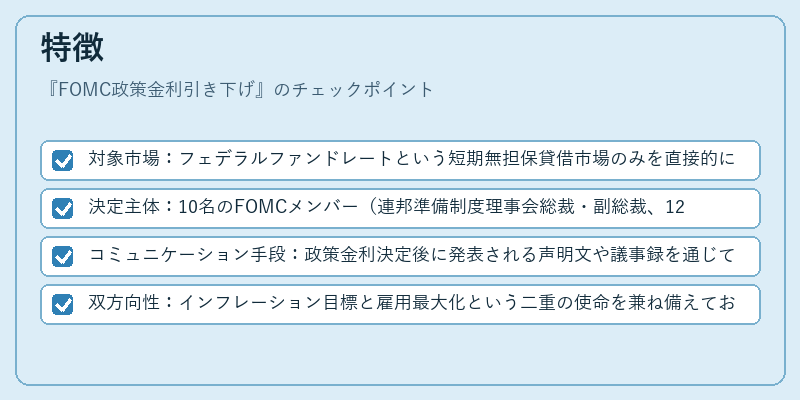 特徴（FOMC政策金利引き下げ）の図解