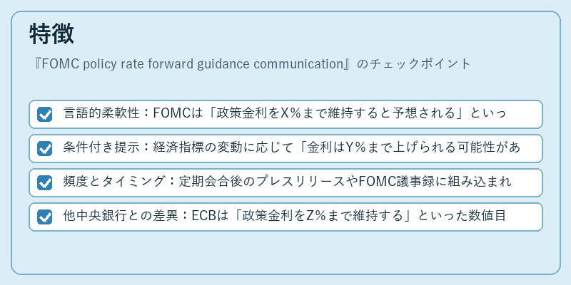 特徴（FOMC policy rate forward guidance communication）の図解