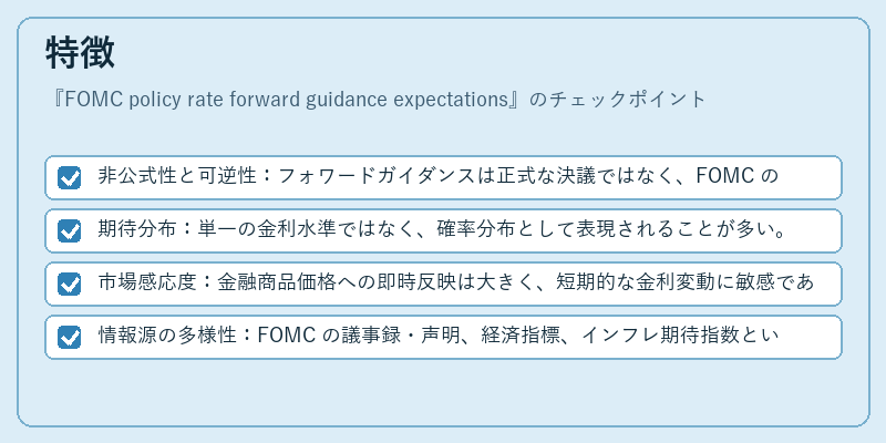 特徴（FOMC policy rate forward guidance expectations）の図解