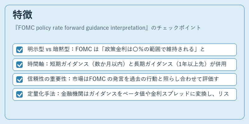 特徴（FOMC policy rate forward guidance interpretation）の図解