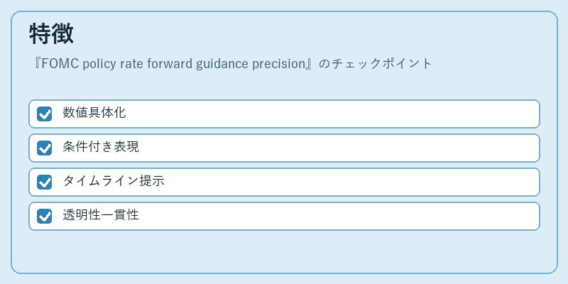 特徴（FOMC policy rate forward guidance precision）の図解