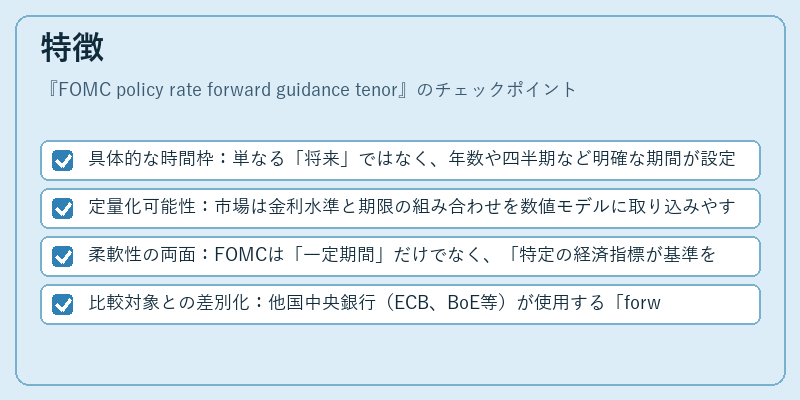 特徴(FOMC policy rate forward guidance tenor)の図解