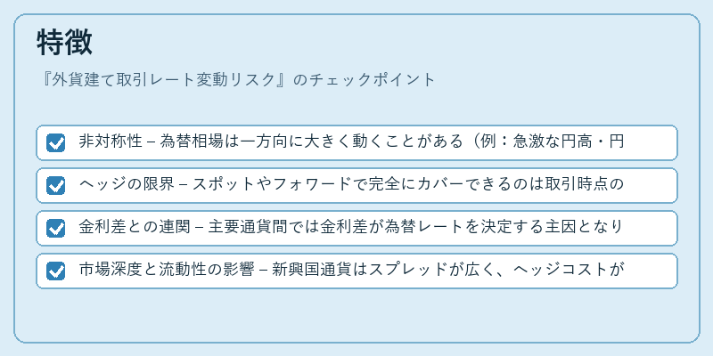 特徴（外貨建て取引レート変動リスク）の図解