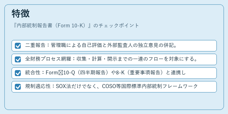 特徴（内部統制報告書（Form 10-K））の図解