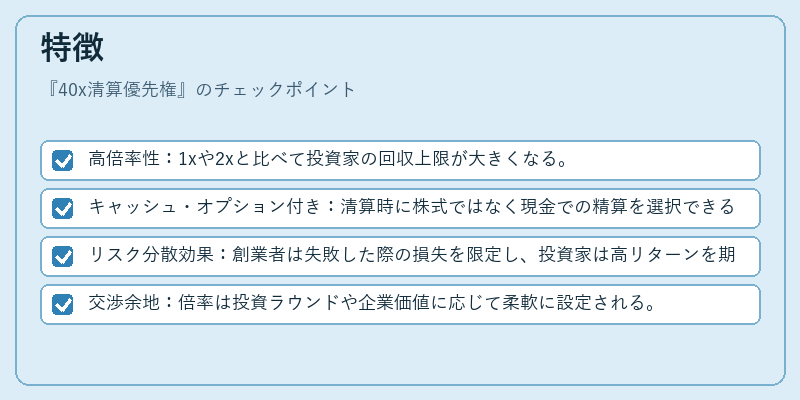 特徴（40x清算優先権）の図解