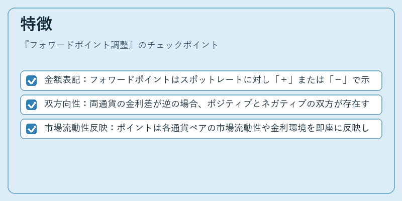 特徴（フォワードポイント調整）の図解