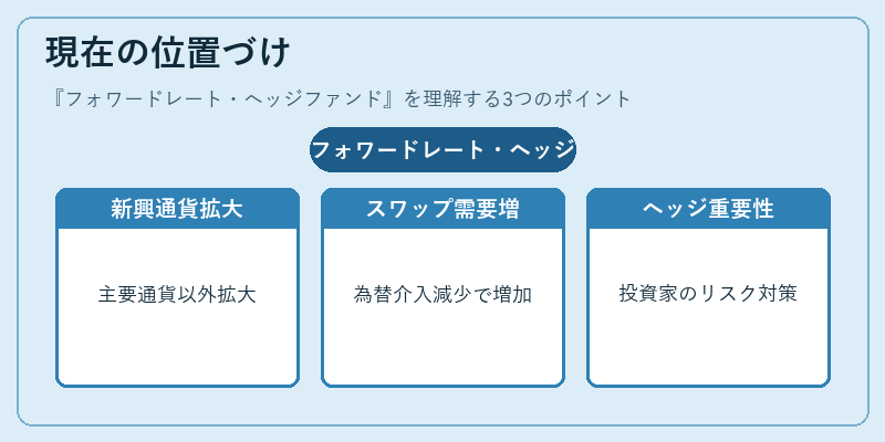 現在の位置づけ（フォワードレート・ヘッジファンド）の図解