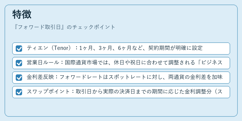 特徴（フォワード取引日）の図解