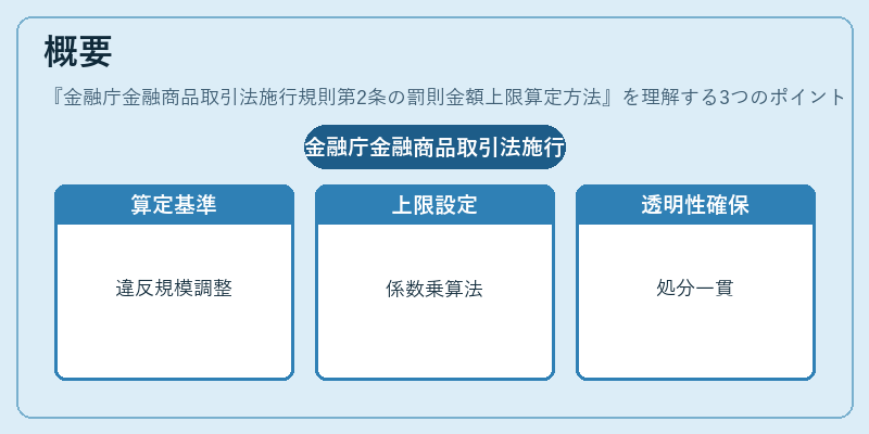 概要（金融庁金融商品取引法施行規則第2条の罰則金額上限算定方法）の図解