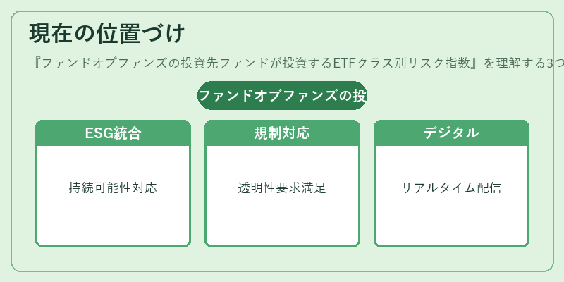 現在の位置づけ（ファンドオブファンズの投資先ファンドが投資するETFクラス別リスク指数）の図解