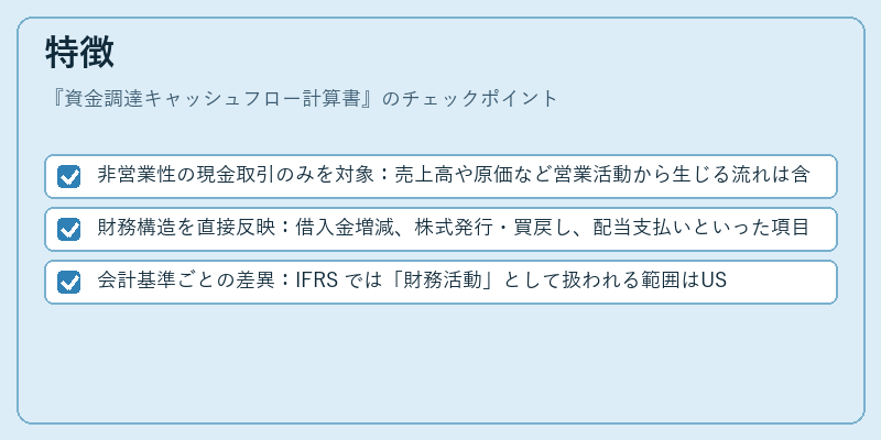 特徴（資金調達キャッシュフロー計算書）の図解