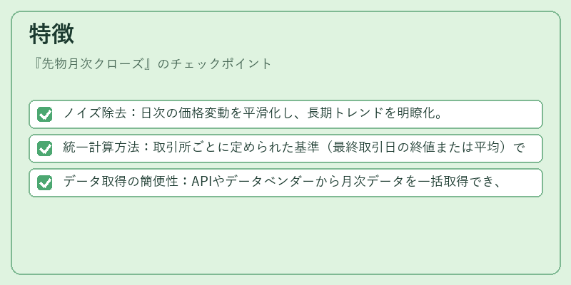 特徴（先物月次クローズ）の図解