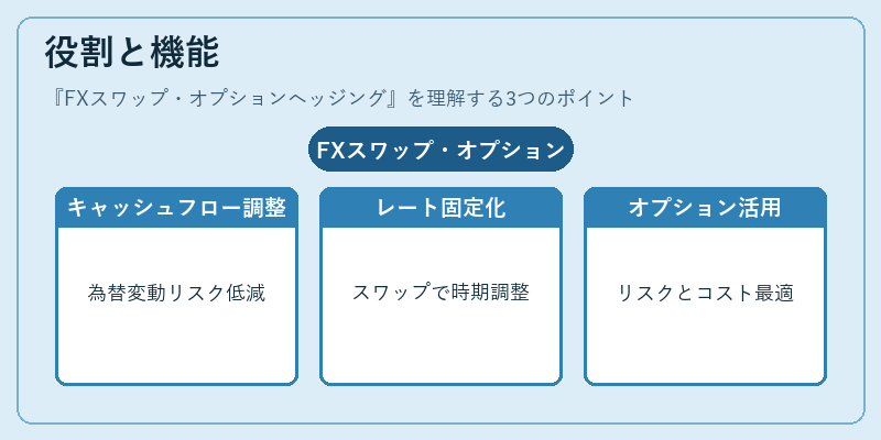役割と機能（FXスワップ・オプションヘッジング）の図解