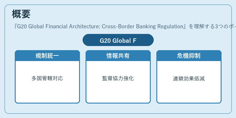概要（G20 Global Financial Architecture: Cross-Border Banking Regulation）の図解