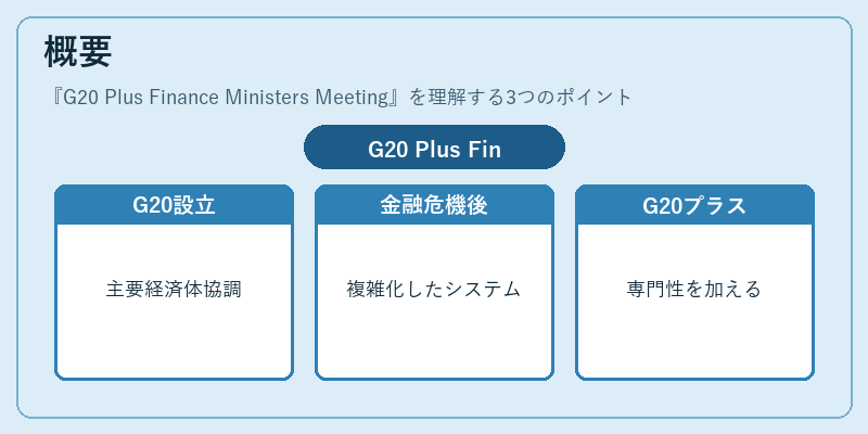 概要（G20 Plus Finance Ministers Meeting）の図解