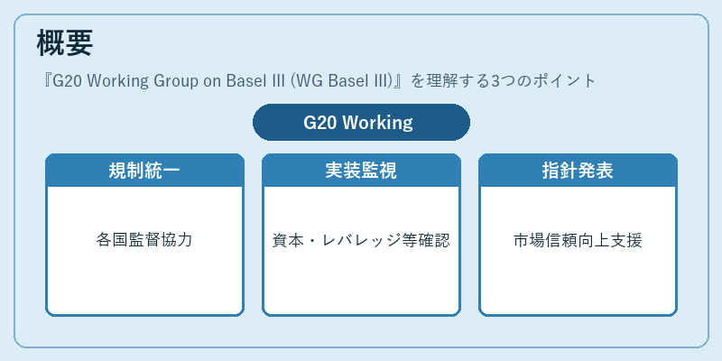 概要（G20 Working Group on Basel III (WG Basel III)）の図解
