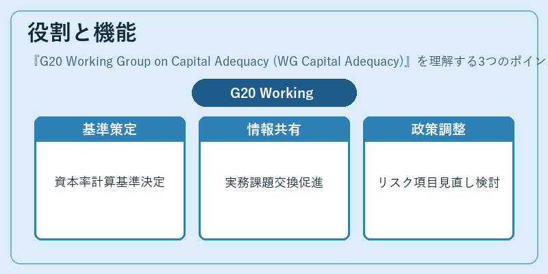 役割と機能（G20 Working Group on Capital Adequacy (WG Capital Adequacy)）の図解